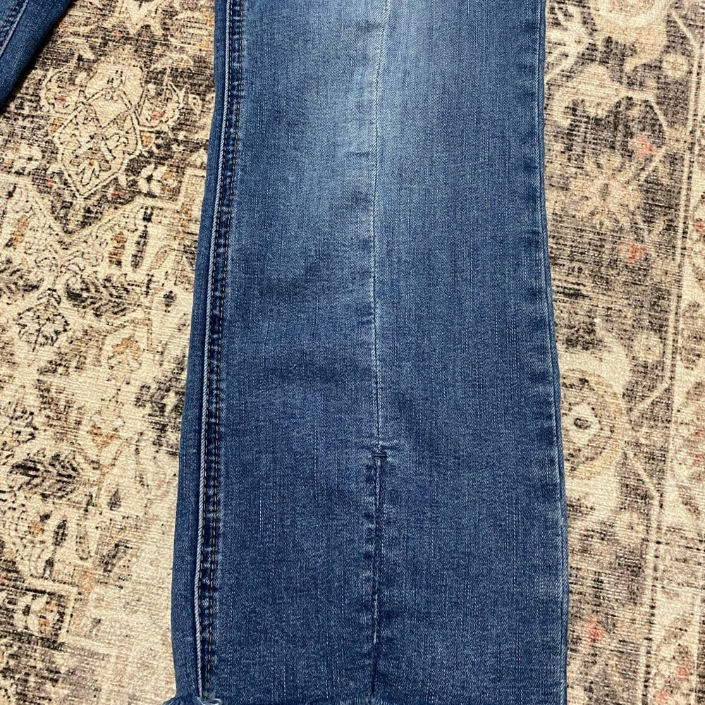 Free People 5 Button‎ Closure Split Front Crop Medium Denim Jeans Womens 28” - Picture 7 of 11